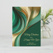 Moderne Elegante Kerst Groen en Goud Feestdagenkaart (Staand voorkant)