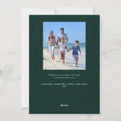 Moderne elegante kerst groen foto feestdagenkaart (Achterkant)