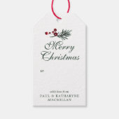 Moderne Elegante Kerst Waterverf Forest Green Cadeaulabel (Voorkant)