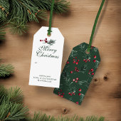 Moderne Elegante Kerst Waterverf Forest Green Cadeaulabel