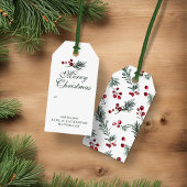 Moderne Elegante Kerst Waterverf Pine Greenery Cadeaulabel