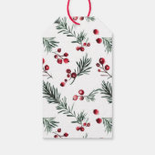 Moderne Elegante Kerst Waterverf Pine Greenery Cadeaulabel (Achterkant)
