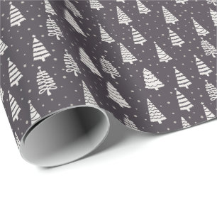 Moderne Elegante Kerstbomen Sneeuw Blau Cadeau Cadeaupapier
