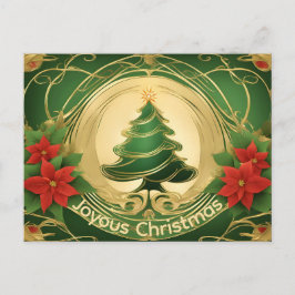 Moderne Elegante Kerstboom met Gouden Kleuraccente Feestdagenkaart