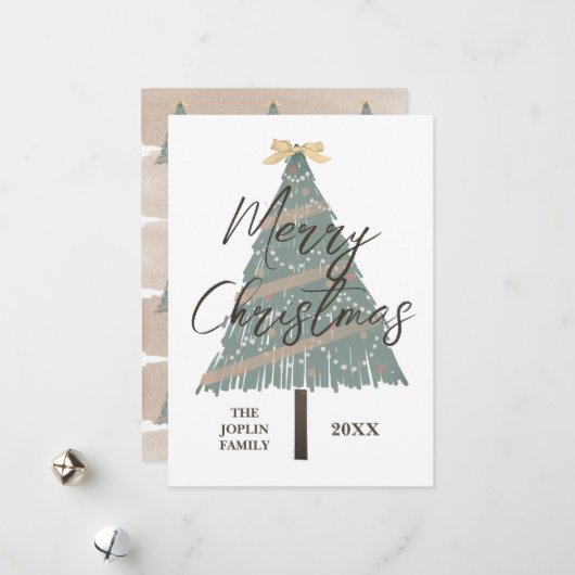 Moderne Elegante Kerstboom Niet-Foto Feestdagenkaart (Voorkant / Achterkant in situ)