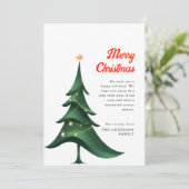 Moderne elegante kerstboom Vrolijk kerstfeest Feestdagenkaart (Staand voorkant)