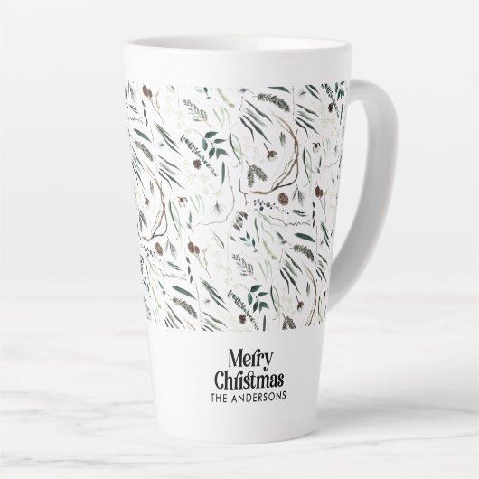 Moderne elegante kerstbotanische koffie latte mok (Rechterhoek)