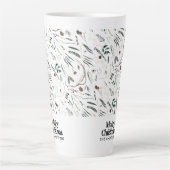 Moderne elegante kerstbotanische koffie latte mok (Voorkant)