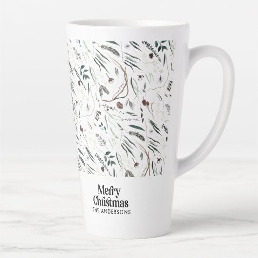 Moderne elegante kerstbotanische koffie latte mok (Rechts)