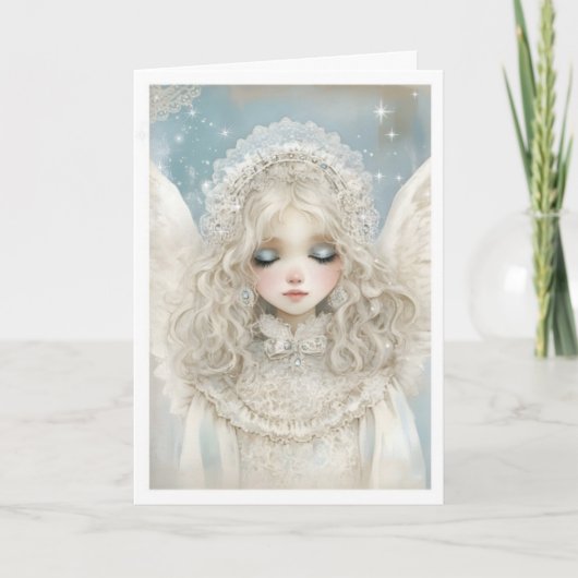 Moderne Elegante Kerstengel Sparkle Feestdagen Kaart (Voorkant)