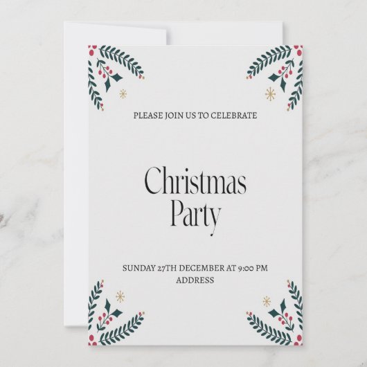 Moderne Elegante Kerstfeest Uitnodiging (Voorkant)
