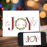 Moderne elegante kerstfeestvreugde in de wereld feestdagen kaart<br><div class="desc">Elegant kerstfeest maakt deel uit van de World Wreath Holiday Kaart met Christelijke gevoelens van binnenuit. Eenvoudig aan te passen met uw eigen tekst,  lettertypen en kleuren.</div>