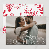 Moderne Elegante Kerstfoto Happy Feestdagenkaart (Voorkant / Achterkant)
