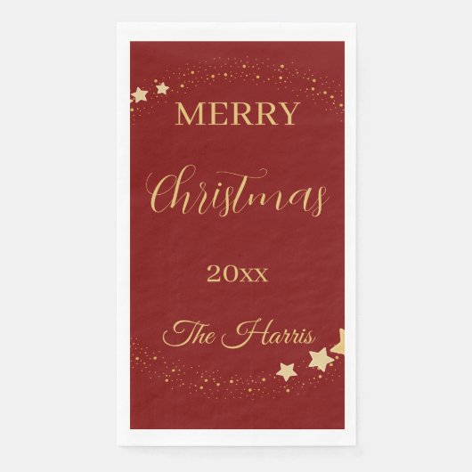 Moderne elegante kerstgouden sterren servet (Voorkant)