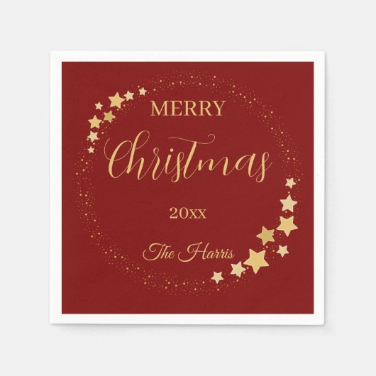 Moderne elegante kerstgouden sterren servet (Voorkant)