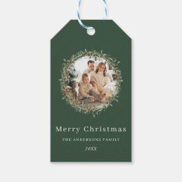 Moderne elegante kerstkrans cadeaulabel