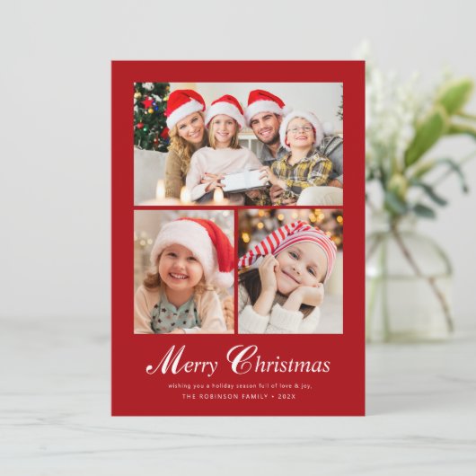 Moderne elegante kerstletters feestdagenkaart (Staand voorkant)