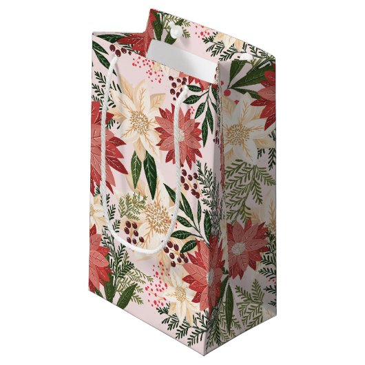 Moderne elegante kerstvakantie Poinsettia Klein Cadeauzakje (Voorkant Gekanteld)