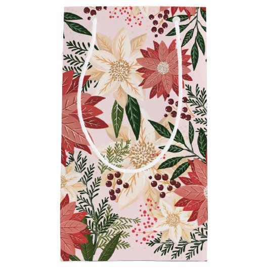 Moderne elegante kerstvakantie Poinsettia Klein Cadeauzakje (Voorkant)