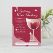 Moderne elegante kerstwijnproeverij kaart (Staand voorkant)