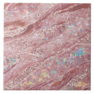    Moderne Elegante Klasse Marmer Roze Glitter Tegeltje