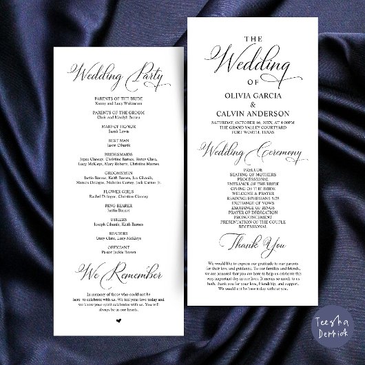 Moderne Elegante Klasse Trouwceremonie Orde Programmakaart
