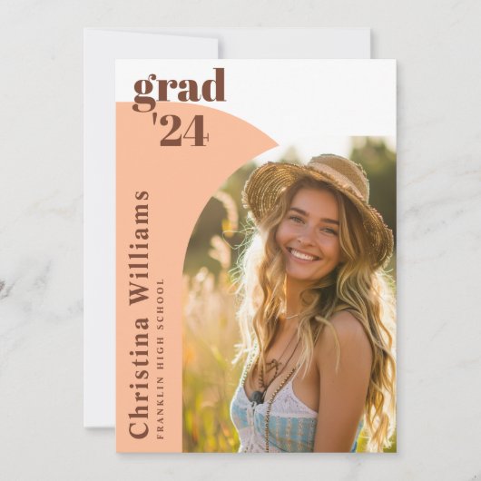 Moderne Elegante Klasse van 2024 Arch Photo Afstud Aankondiging (Voorkant)