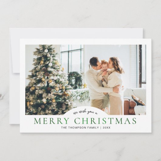 Moderne Elegante Klassieke Groene Vrolijke Kerstmi Feestdagenkaart (Voorkant)