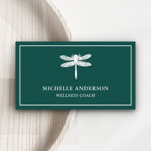 Moderne Elegante Klassieke Groene Witte Libel Visitekaartje