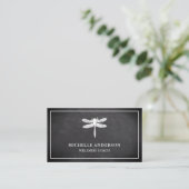 Moderne Elegante Klassieke Krijtbord Dragonfly Visitekaartje (Staand voorkant)