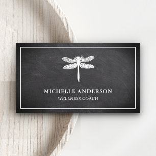 Moderne Elegante Klassieke Krijtbord Dragonfly Visitekaartje