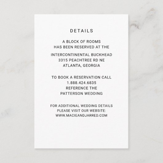 Moderne elegante klassieke minimalist informatiekaartje (Voorkant)