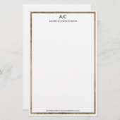 Moderne elegante klassieke monogram chic gouden li briefpapier (Voorkant / Achterkant)