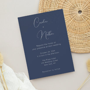 Moderne Elegante Klassieke Navy Blauwe & Witte Huw Kaart
