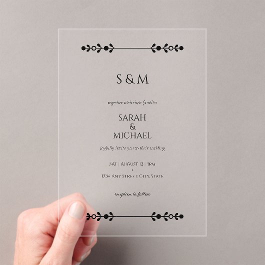 Moderne elegante klassieke stijl bruiloft acryl uitnodigingen (Insitu (Draagbaar))