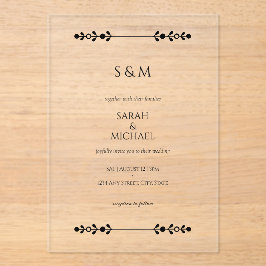 Moderne elegante klassieke stijl bruiloft acryl uitnodigingen