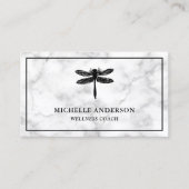 Moderne elegante klassieke witte marmeren libel visitekaartje (Voorkant)