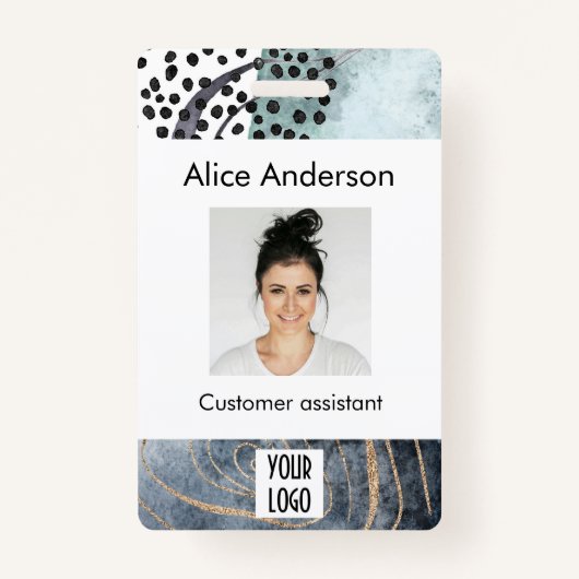 Moderne elegante kleine bedrijven vrouwelijke ID B Badge (Voorkant)