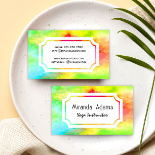 Moderne Elegante Kleurrijke Aquarel Yoga Instructe Visitekaartje