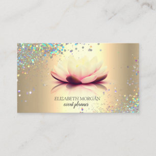 Moderne Elegante Kleurrijke Confetti Lotus Goud Visitekaartje
