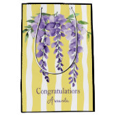 Moderne elegante kleurrijke contraststrepen bloemi medium cadeauzakje (Voorkant)