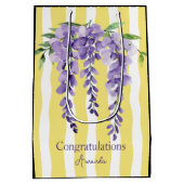 Moderne elegante kleurrijke contraststrepen bloemi medium cadeauzakje (Achterkant)