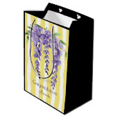 Moderne elegante kleurrijke contraststrepen bloemi medium cadeauzakje (Achterkant Gekanteld)