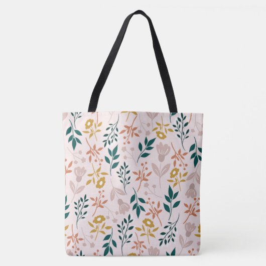 Moderne Elegante Kleurrijke Stijlvolle Bloemen Tote Bag (Voorkant)