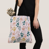 Moderne Elegante Kleurrijke Stijlvolle Bloemen Tote Bag (Dichtbij)
