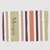 Moderne elegante kleurrijke streep monogram golfhanddoek (Horizontaal)