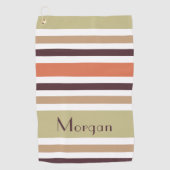 Moderne elegante kleurrijke streep monogram golfhanddoek (Voorkant)