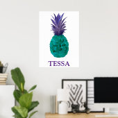 Moderne elegante kleurrijke Waterverf ananas Poster (Thuiskantoor)