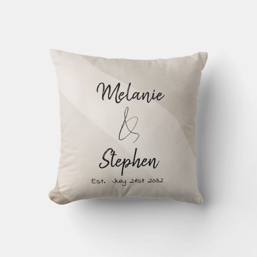 Moderne Elegante Koppelnamen Script Neutraal Kussen (Voorkant)