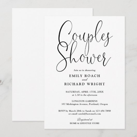 Moderne elegante koppels bruids bruiloft douche kaart (Voorkant / Achterkant)